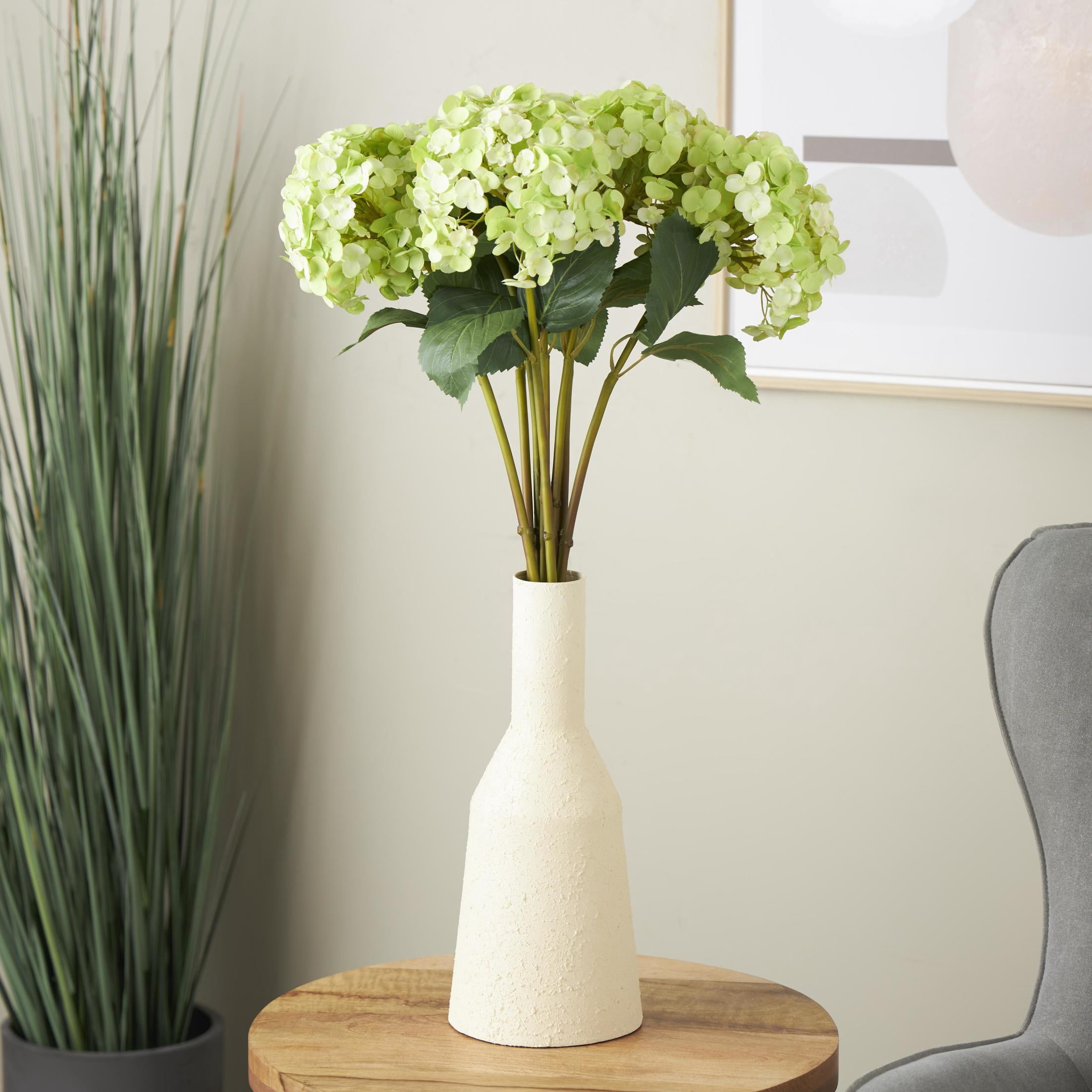 33" Plastic Floral Tall Hydrangea Artificial Flower Stem, by DecMode (8 Count)