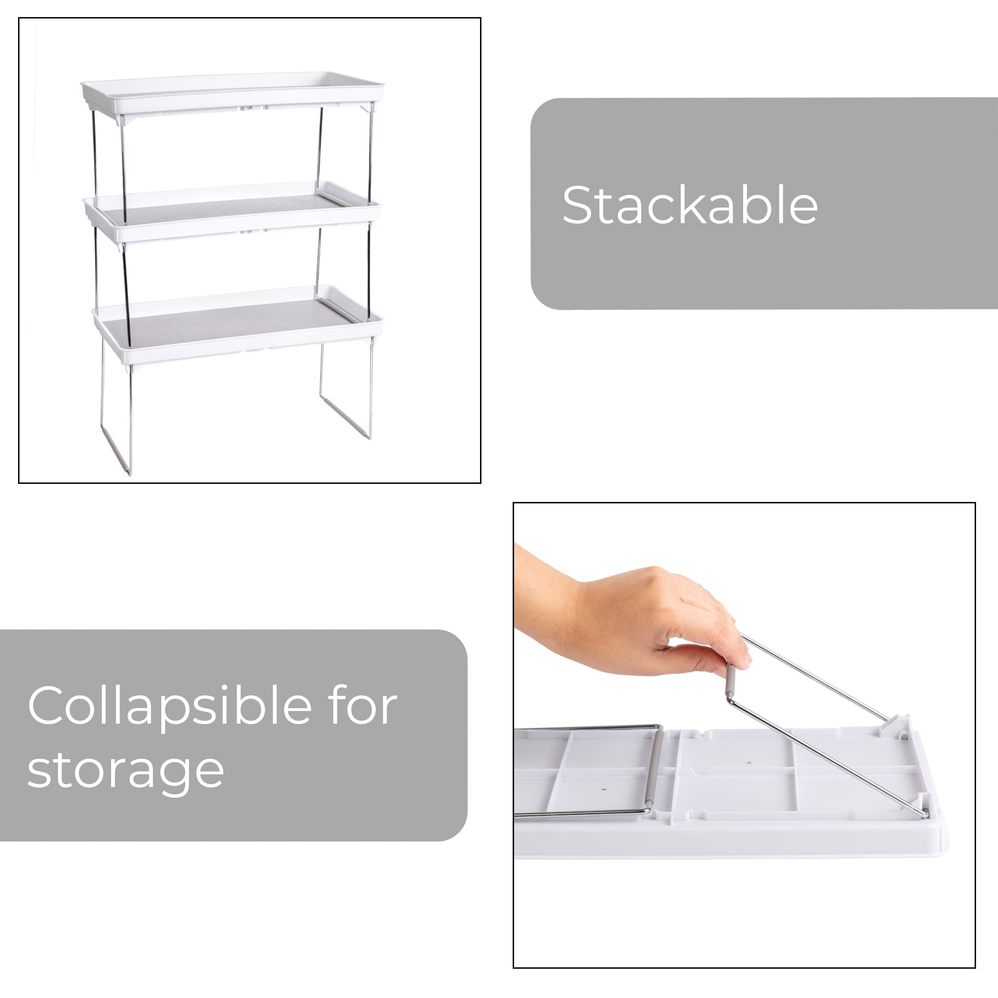 Mainstays Stackable Laundry Organizer Shelf, White