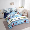 thumbnail image 3 of Homewish Preppy Child Colorful Railway Train Bedding Comforter Set 7-Piece,Cartoon Steam Engine King Bedding Sets,Kawaii Railroad Car Ultra Soft Bed Sheets,Breathable Home Decor,Reversible, 3 of 8