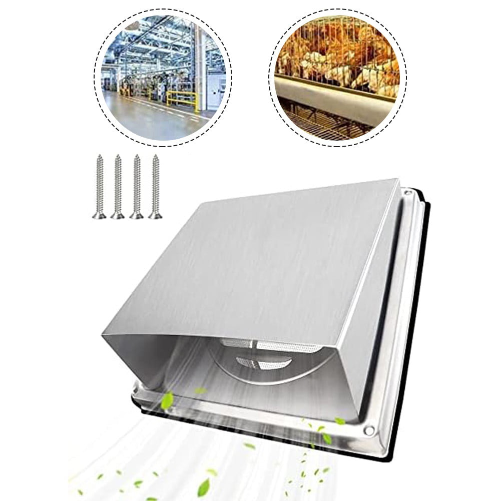 Stainless Steel Square Extractor Fan Duct Vent Mesh Cover Screw Sealing Ring Set