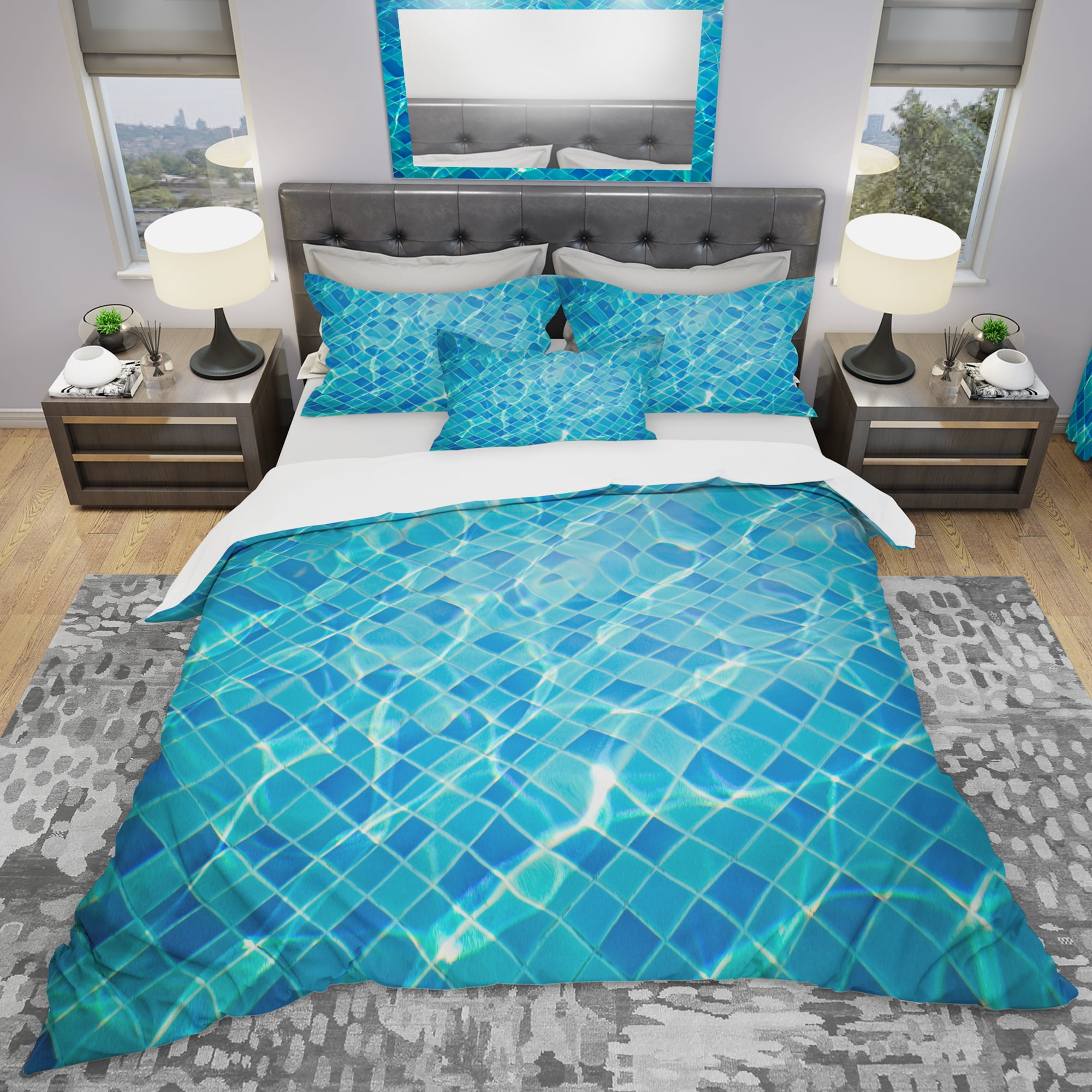 Designart 'Indigo Swimming' Modern & Contemporary Duvet Cover Set