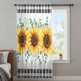 thumbnail image 4 of Sunflower Sheer Curtains 63 Inches Long, Yellow Floral Black Plaid Eucalyptus Leaves Light Filering Curtains, Breathable Simi Curtain Privacy Drapes for Living Room Bedroom Window Treatment, 4 of 9