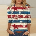 thumbnail image 2 of Pxxlle Womens Fourth of July Shirts Plus Size American Flag Graphic Tees Casual Summer 3/4 Sleeve T Shirt Loose Fit Crewneck Blouse S, 2 of 6