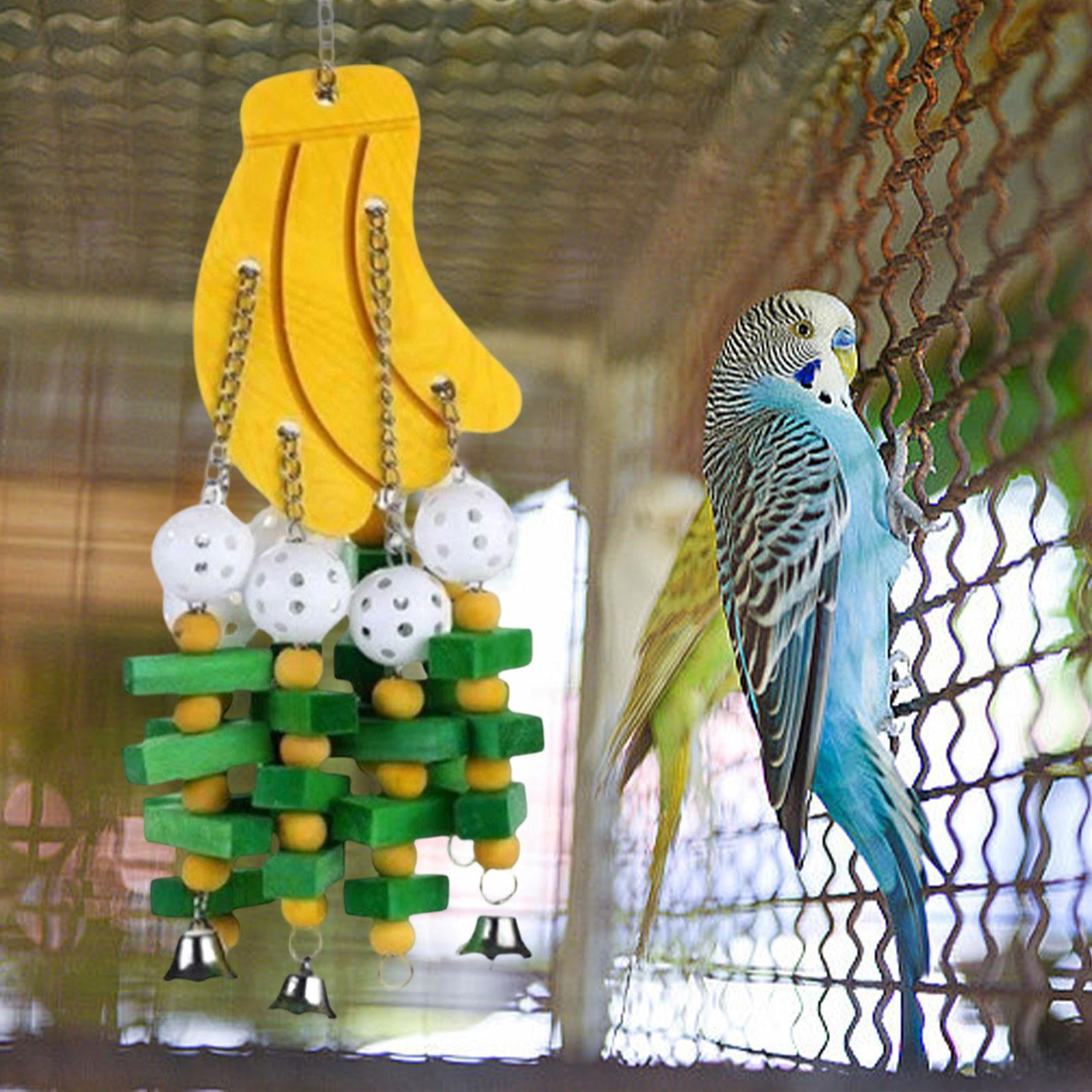 Serenable Parrot Chewing Toy Bird Toy with Hook Boredom Breaker Hanging Cage Accessory for Cockatiels Budgie Conures Lovebird Cockatoos