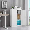 thumbnail image 5 of Gewnee Metal Storage Cabinet, 42 inch Folding Garage Cabinets with Adjustable Shelves and Locking Doors,White, 5 of 9