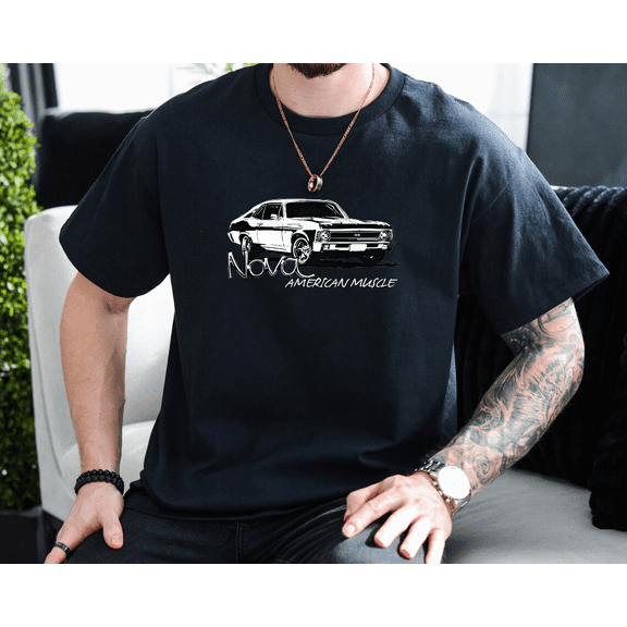 1968 1972 Chevy Nova Muscle Car Automotive Vintage Graphic Unisex T-Shirt, up to size 3XL.