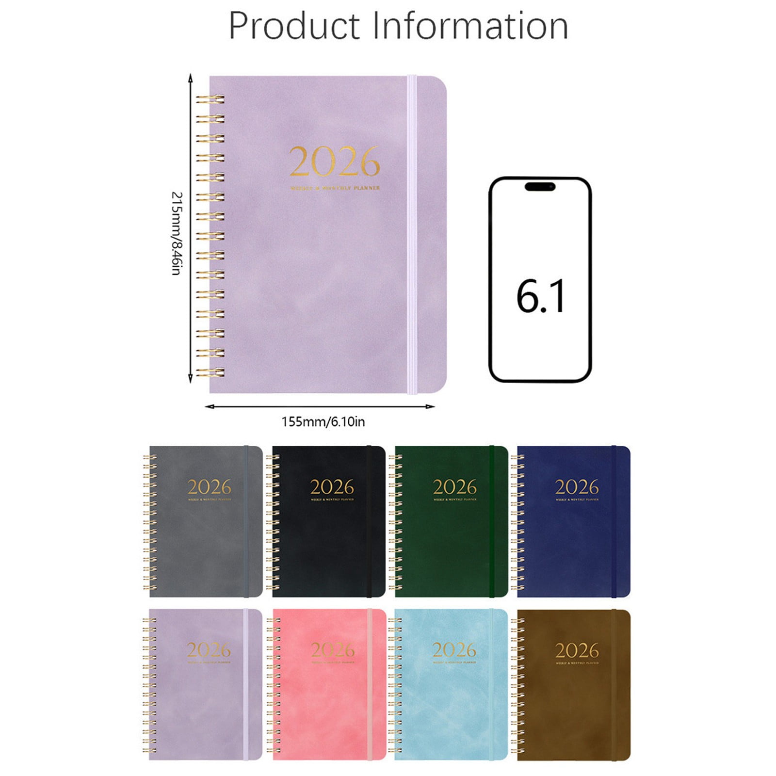 PPKVUFD Daily Planner 2026, Weekly and Monthly Planner, 6.1" x 8.5", for Women, Men, Hardcover