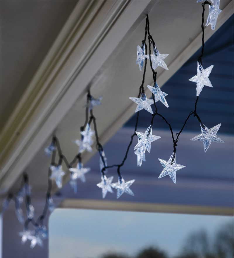 5 Bulb Solar Powered Star Shaped String Lights In White Walmart Com