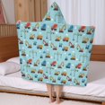 thumbnail image 5 of Cartoon Construction Vehicles Cranes Blue Pattern Hooded Bath Towel，50"x30" for Ages 3 To 12 Kids, Quick Dry Lightweight Soft Microfiber Hood Beach Towel Cover Up for Kids, 5 of 7