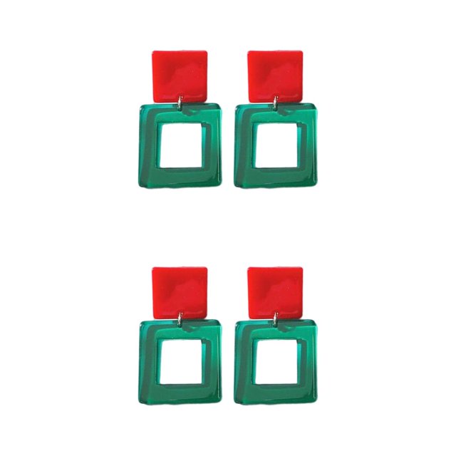 Baohd Boucles d'Oreilles Boucles d'Oreilles Boucle d'Oreille Motif Long Anniversaire Décorations Dame Crochet d'Oreille Partie Utilisation Rouge + Vert 2Set