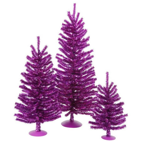 set of 3 sparkling purple tinsel artificial christmas set of 3 sparkling purple tinsel artificial christmas