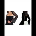 thumbnail image 3 of Conjuntos de Dos Piezas para Mujer: Top de Corsé de de Larga, Moderno Y2K, Escote Cuadrado, Corpiño para Salir, Top Corto Tipo Chal Negro M, 3 of 7
