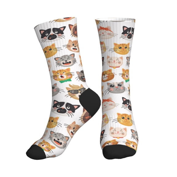 Crew Socks for Women Men Athletic - Modern Diverse Cartoon Cute Cats Soft Comfort Breathable Mid-Calf Sole Running Socks Womens Men