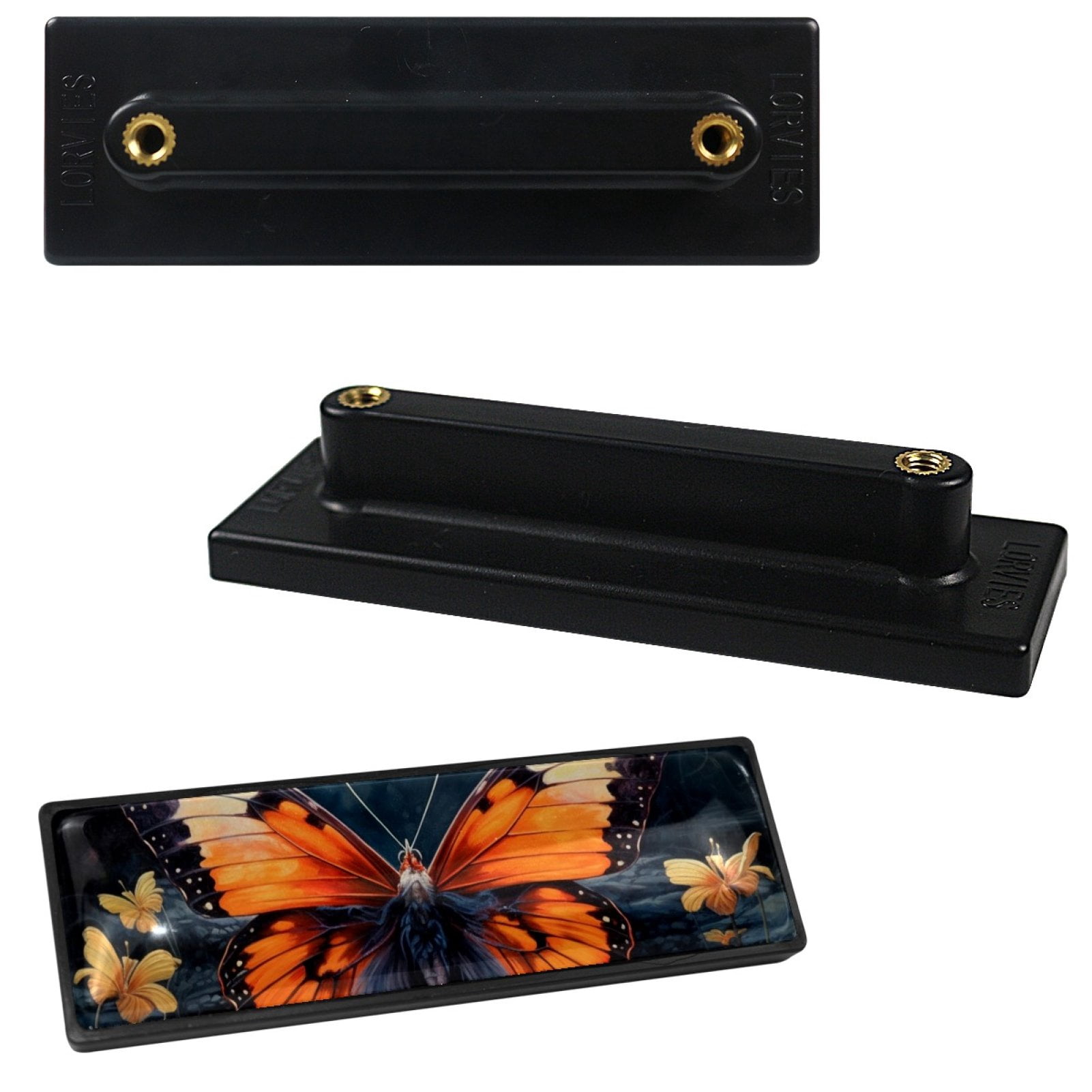 HemaKayy 4 Pack 3.6" Decorative Cabinet Pulls - Durable & Long-lasting | Easy Installation | Elegant & Stylish Decor for Home, Kitchen Bedroom Furniture Handles | Orange Butterfly Water Reflect