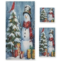 3 Piece Bath Towels Set Bath Towel, Hand Towel and Face Towel for Bathroom, Gym, Hotel Christmas Scene with Snowman