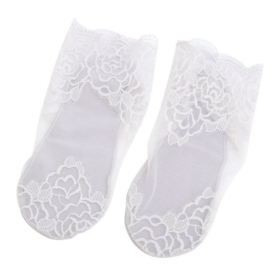 MLINS 2 Pair Lace Fashion Socks Delicate Mesh Hosiery Hollow Out Footwear for Women Girls (Rose Light Grey Packing Board)