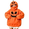thumbnail image 2 of Sentuca Girls and Boys Hoodies Halloween Innovation Pumpkin Long Sleeve Sweatshirts Solid Color with Pockets Warm Tween Clothes Size 13Y, 2 of 8