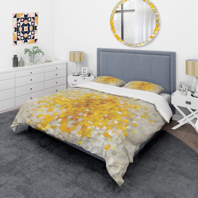 Designart 'Glam Yellow Explosion Blocks' Glam Bedding Set - Duvet Cover & Shams
