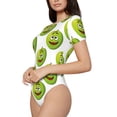 thumbnail image 2 of KLL Women 's Crew Neck Bodysuit Jumpsuits Happy Fruit Print Short onesies Stretch T Shirts, 2 of 7