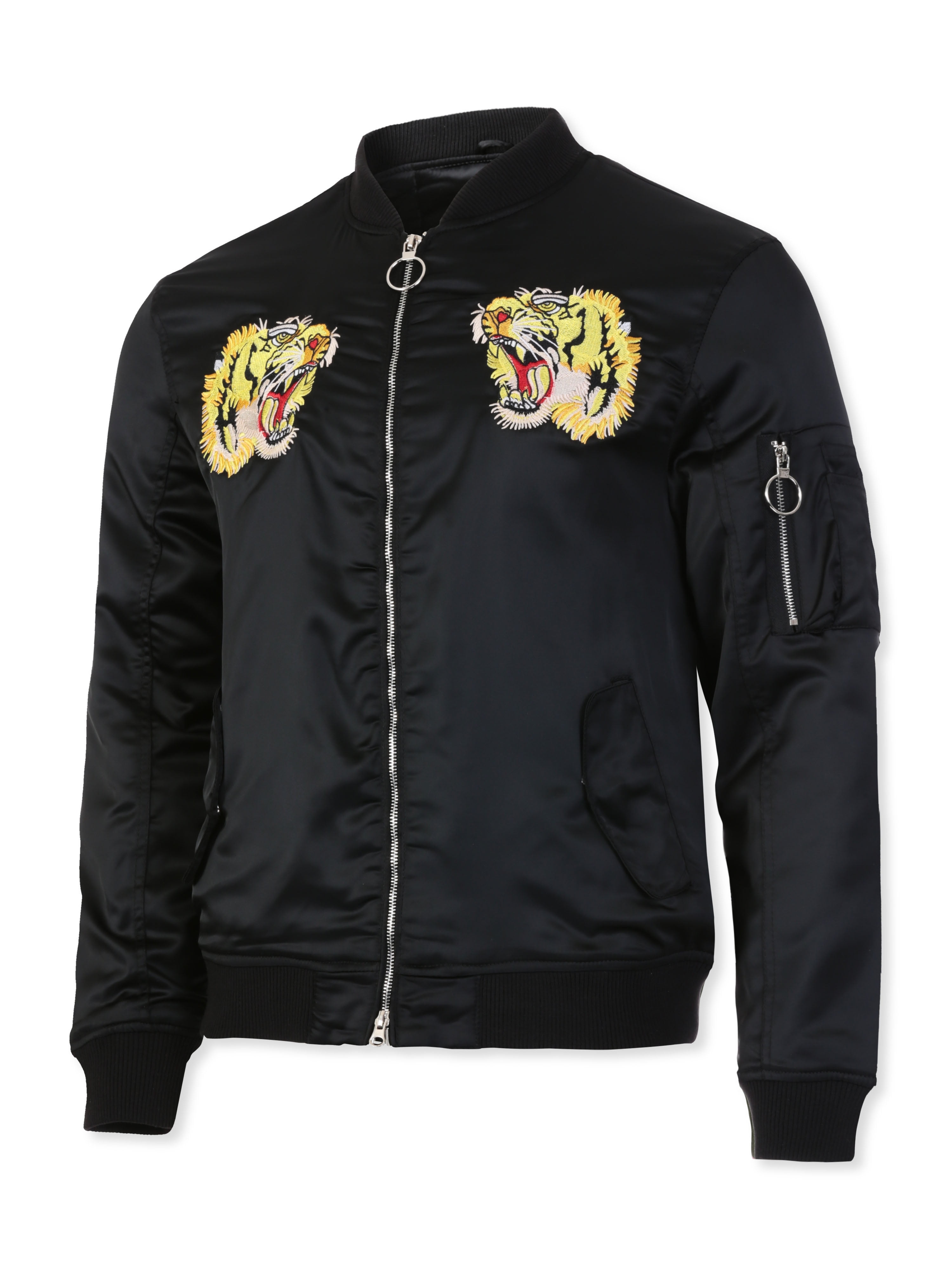 Harajuku Streetwear Embroidered Tiger Varsity Jacket Black / Asian XXXL