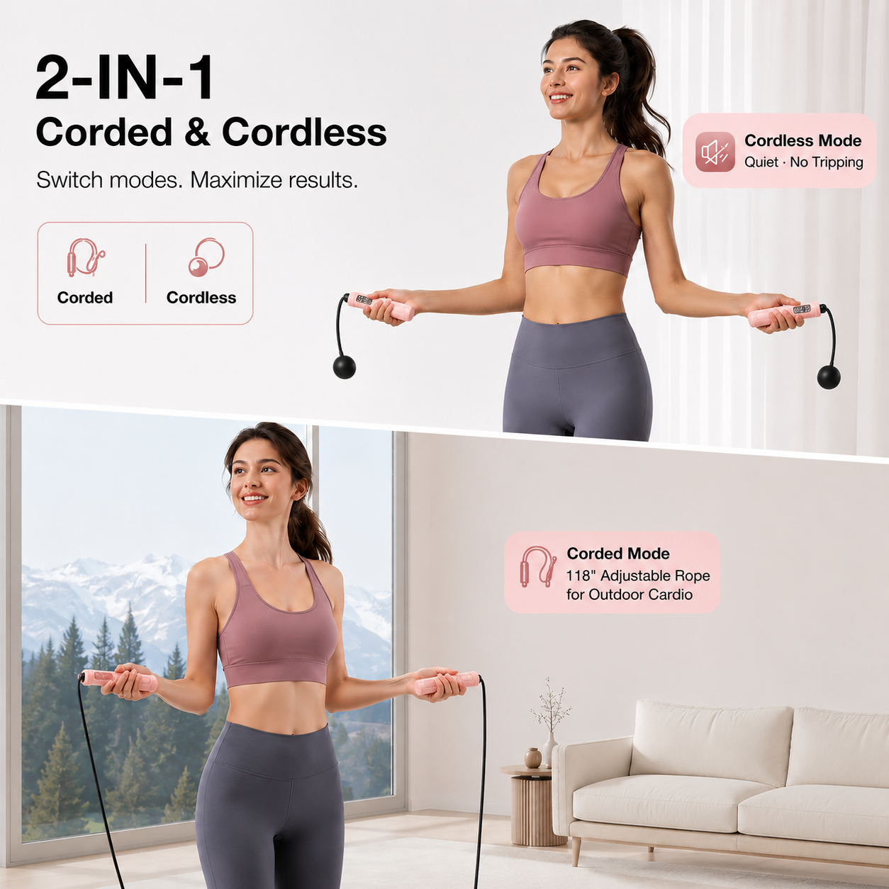 QI-EU Smart Jump Rope 2-In-1 Weighted Cordless photo 4