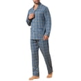 thumbnail image 4 of INSPIRAR CHIC Conjunto de Pijamas de 2 Piezas de Manga Larga con Botones y Bolsillo en Patrón para Hombre L Azul Amarillo, 4 of 5