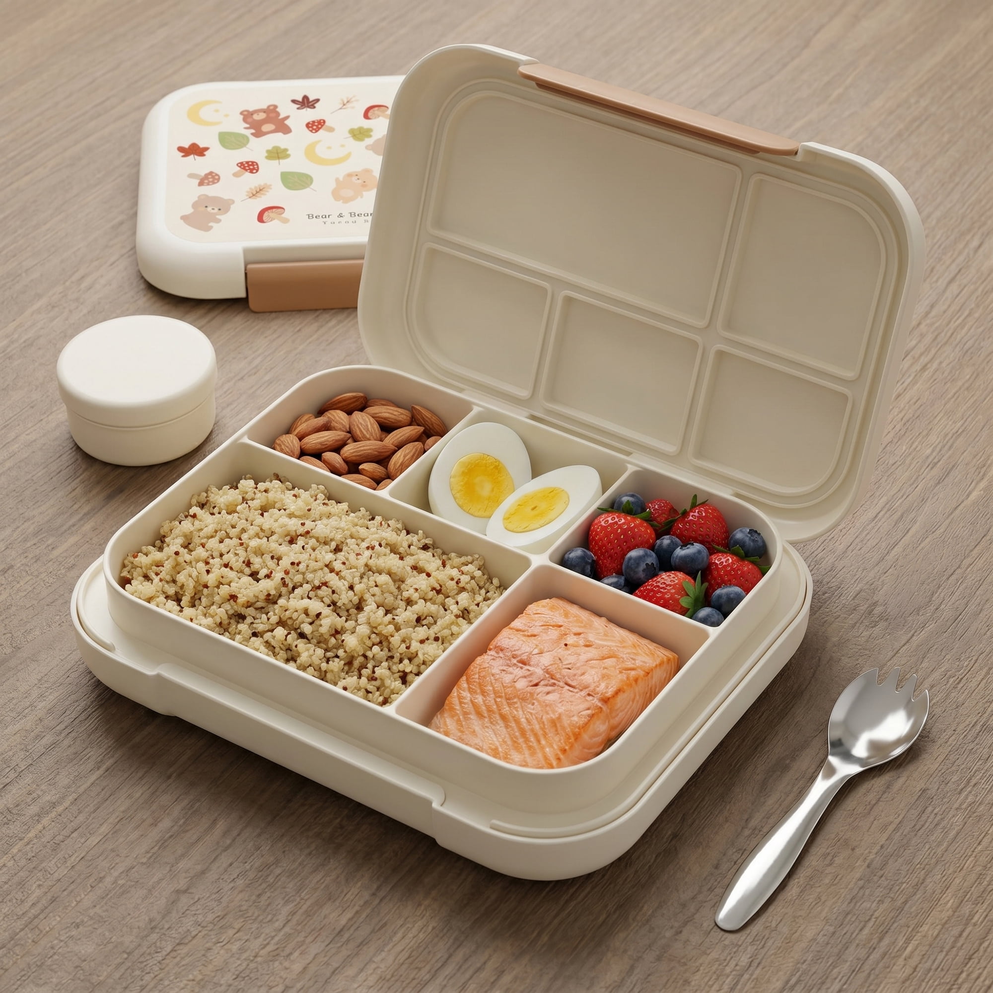Unique Bargains 3-Compartment Leak-Proof Meal Lunch Bento Box White