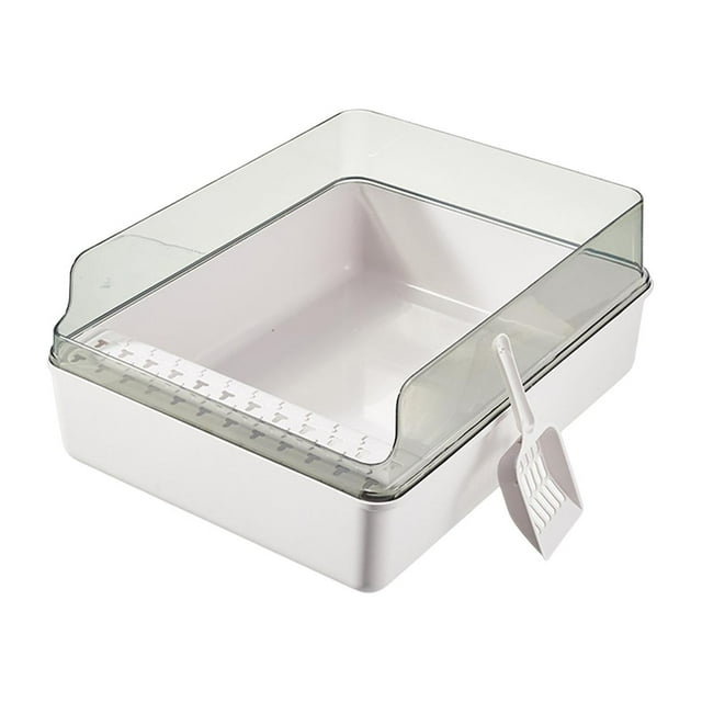 TISHITA Cat Litter Box Kitty Litter Box Detachable Easy Clean High Sides for Indoor Cats White