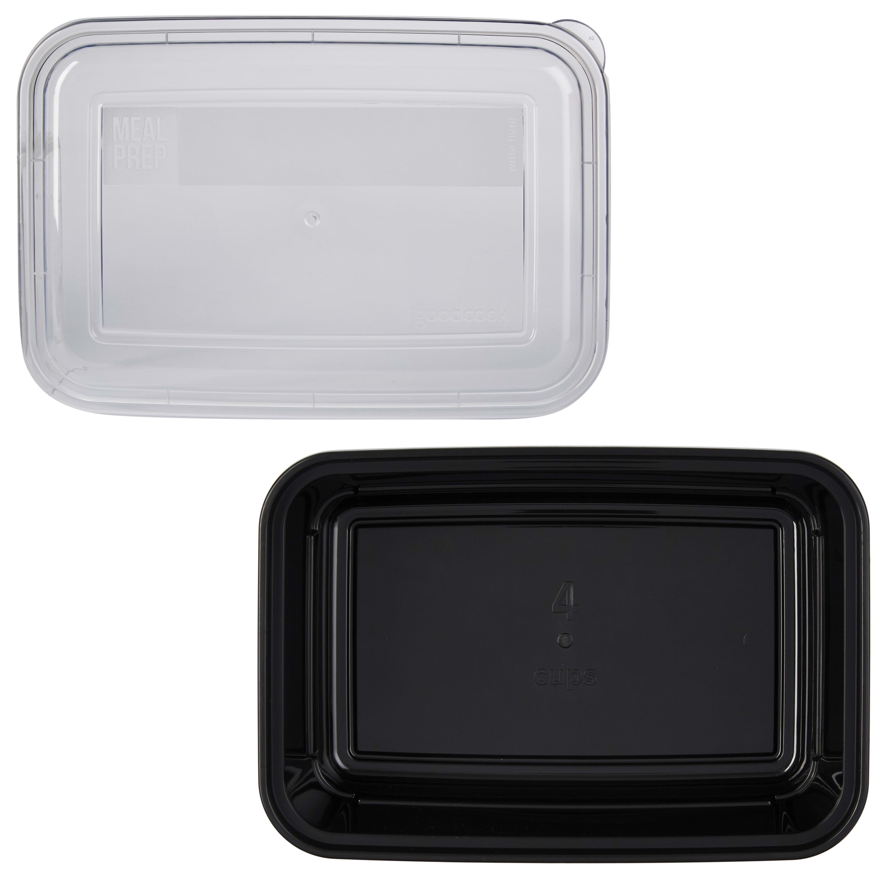 (4 pack) Goodcook Single Compartment Meal Prep Container, Rectangle