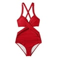 thumbnail image 5 of Trajes de baño de una pieza con corte cruzado en la parte delantera para mujer Traje de baño con control de barriga Tankini Monokini Ropa de playa Fridja  nalpqowj62536, 5 of 5