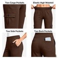 thumbnail image 4 of Inleife Women Solid Cargo Yoga Pants High Waist Flared Workout Trousers Multi Pockets Casual Daily Loungewear, 4 of 6