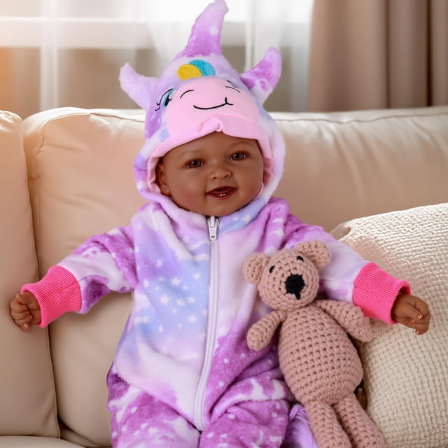 Muñeca Babeside Mia Black Girl realista de 43 cm con ropa