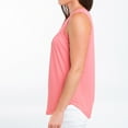 thumbnail image 3 of Elsie & Zoey Tobi XL Coral Sleeveless Scoop Neck Henley Tank Top for Women, 3 of 8