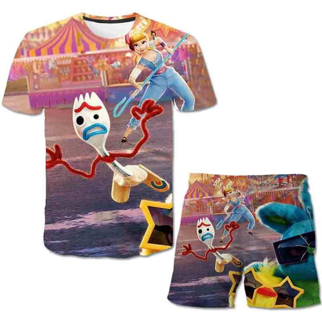 Disney Toy Story 4 ropa para niño niña niños verano manga corta dibujos animados Anime 3D estampado adolescentes camisetas Tops pantalones cortos conjunto 4-14y11-12T Gao Jinjia LED