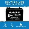 thumbnail image 3 of 3 Pack - YTX4L-BS Battery Replacement for (3Ah, 12v, Sealed) Factory Activated, Maintenance Free Battery - Compatible with 1990 Suzuki DR350S, 1990 Suzuki DR250S, 1993 Suzuki DR350S, 3 of 7
