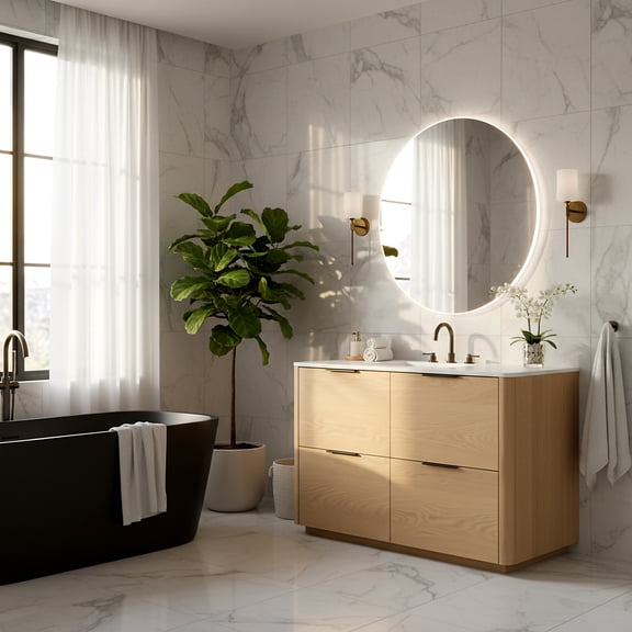 Safavieh Couture Gabrietta 48" Single Sink Bathroom Vanity, Natural/White