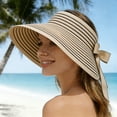 thumbnail image 2 of Bibifish Womens Straw Visor Large Brim Foldable Striped Sun Hat With Bow Tie Beach & Vacation Sun Hat, 2 of 5