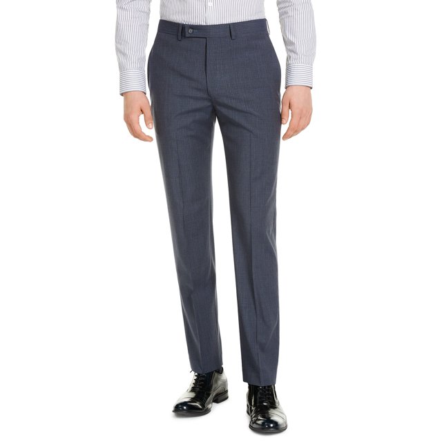 Calvin Klein Men’s Slim-Fit Performance Stretch Wrinkle-Resistant Mini Grid Dress Pants, Navy, 40X32