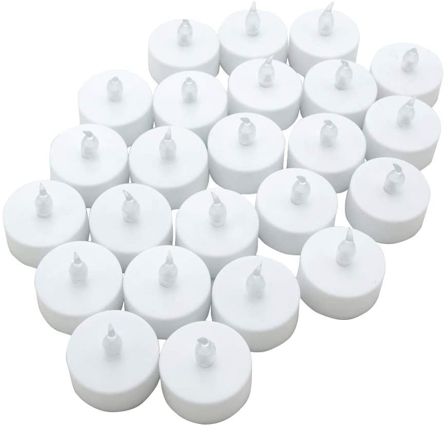 Equantu Birthday Fake Candles Wedding 24 Pack Tea Lights Flickering Warm Yellow 100+ Hours Battery-Powered Candle .Ideal for Party Flameless LED Tea Lights Candles,Unscented LED Tealight Candles