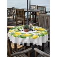 thumbnail image 2 of Outdoor Tablecloth with Umbrella Hole for Patio/Picnic/Party/Camping, Summer Lemon Waterproof Table Cloth Round Cover Washable, Green Yellow Fruits Leaves Wreath Black Plaid (Dia 54"), 2 of 8