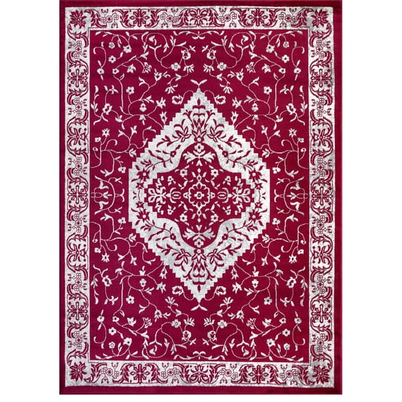 Pearl Heriz Red 7 ft. x 9 ft. Medallion Area Rug