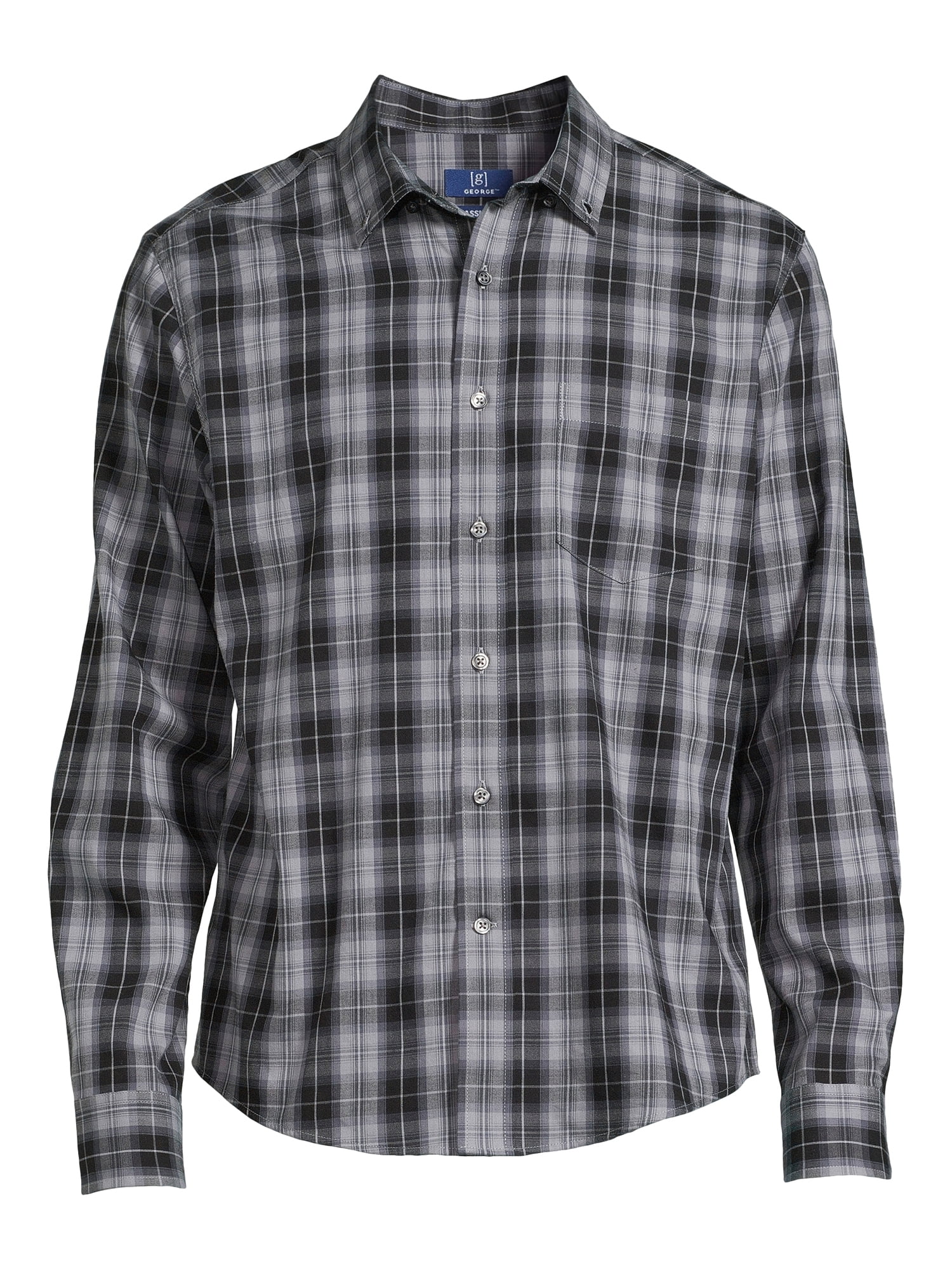 George Men's Long Sleeve Poplin Button-Up Shirt