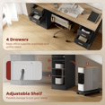 thumbnail image 3 of 55" Black Wood Grain Computer Desk with 4 Drawers & Adjustable Shelf | Home Office & Study PC Stand, 3 of 7