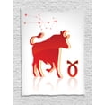thumbnail image 1 of Zodiac Taurus Tapestry, Vibrant Animal Silhouette with Constellation of the Horoscope, Wall Hanging for Bedroom Living Room Dorm Decor, 60W X 80L Inches, Vermilion and Pale Orange, by Ambesonne, 1 of 2