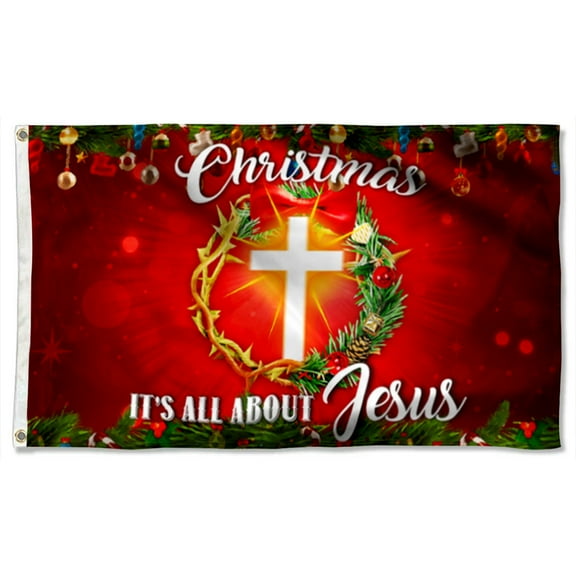 Cayyon Christmas It’s All About Jesus Grommet Flag 3x5Feet Banner with 2 Brass Grommets