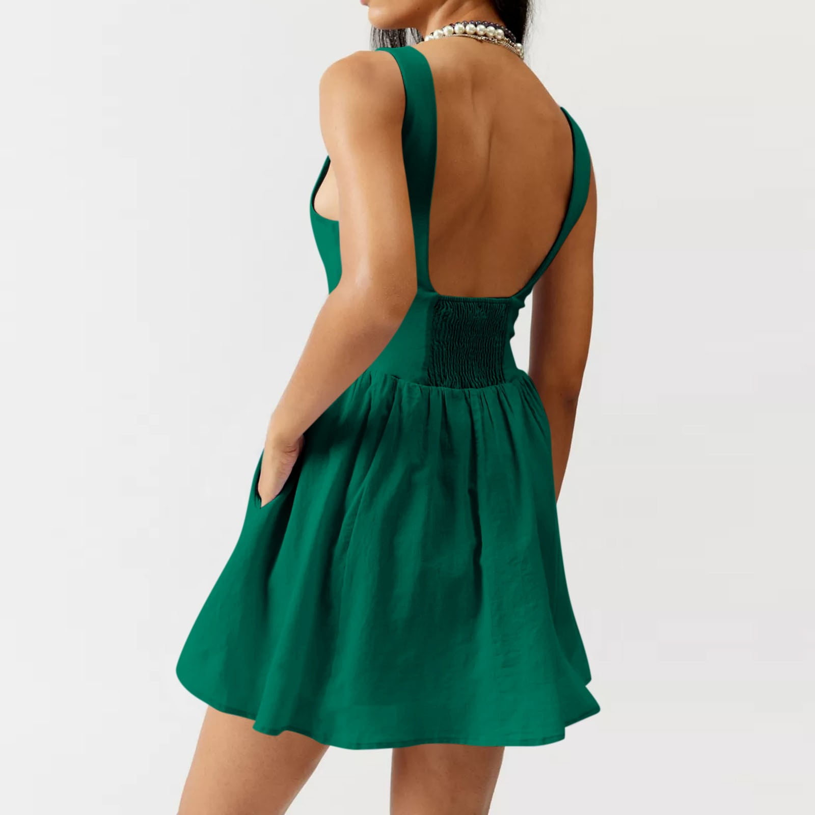 Womens Sleeveless Mini Tank Dress Casual Workout Sport Tennis Athletic With 2 Pockets Dress Dress for Women Buttons Beach Outfit Womens Casual Dresses Short Summer Dress for Women with Pockets
