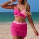 thumbnail image 5 of Trajes de baño Amzcrzy Tankini para mujer, trajes de baño, trajes de baño, bikini con control de abdomen, traje de baño dividido para mujer con top con tirantes ajustables y falda de gasa rosa, L, 5 of 8