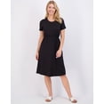 thumbnail image 5 of Real Essentials 3-Pack: Women's Midi Short Sleeve Soft T-Shirt Dress with Elastic Waist (Available in Plus Size), 5 of 6