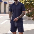 thumbnail image 2 of PIWHJQK 2 Piece Set Men Short Sleeve Shorts Workout Set Men's Solid Short Sleeve Elastic Waist Shorts 2 Piece Set Men Outfit Sets, 2 of 8