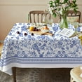 thumbnail image 2 of Rectangle Tablecloth - 60 x 102 Inch Blue Floral Rustic Tablecloth Classic French Country Printed Table Cover Farmhouse Decoration, Suitable for Home, Kitchen Dining, 2 of 7